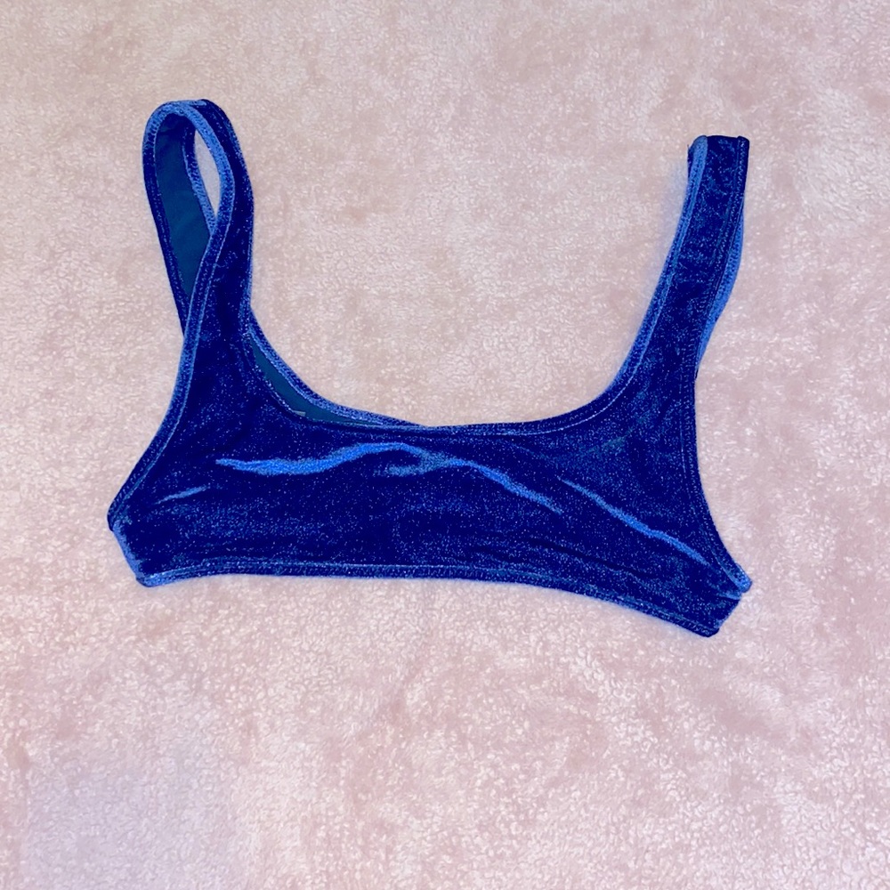 TRIANGL Navy Blue Velvet Two Piece Set - TOP